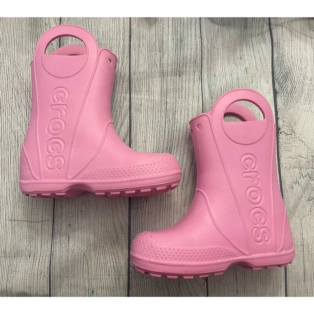 Pink Croc Crocs Girl Boots, Size Youth 1